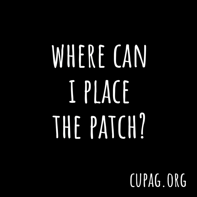 animated gif showing where you can apply the patch (lower chest (not your breast), tummy, hips, back shoulder, butt or upper arm)