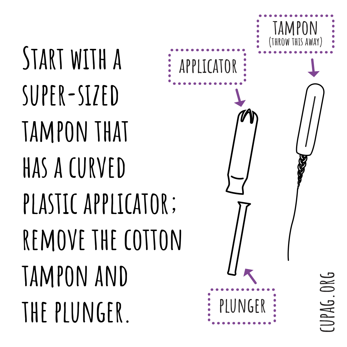illustration showing the plunger and applicator of a tampon